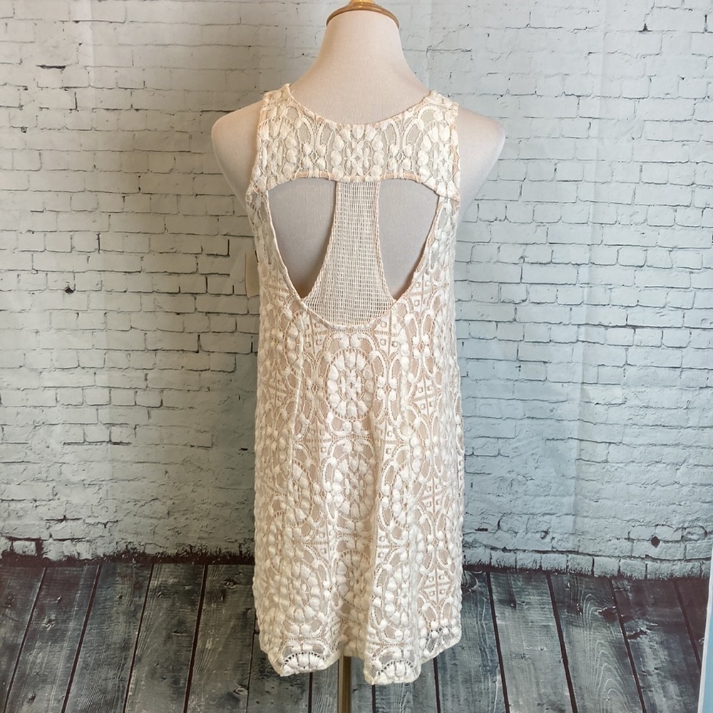 Free People Wallflower Cream Nude Lace Mini Dress Sz XS Feminine Cute Romantic - Picture 6 of 16